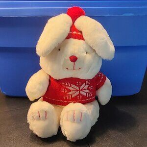 Christmas Rabbit, White Bunny, Red Ugly Sweater, 14", Soft, Plush, Toy